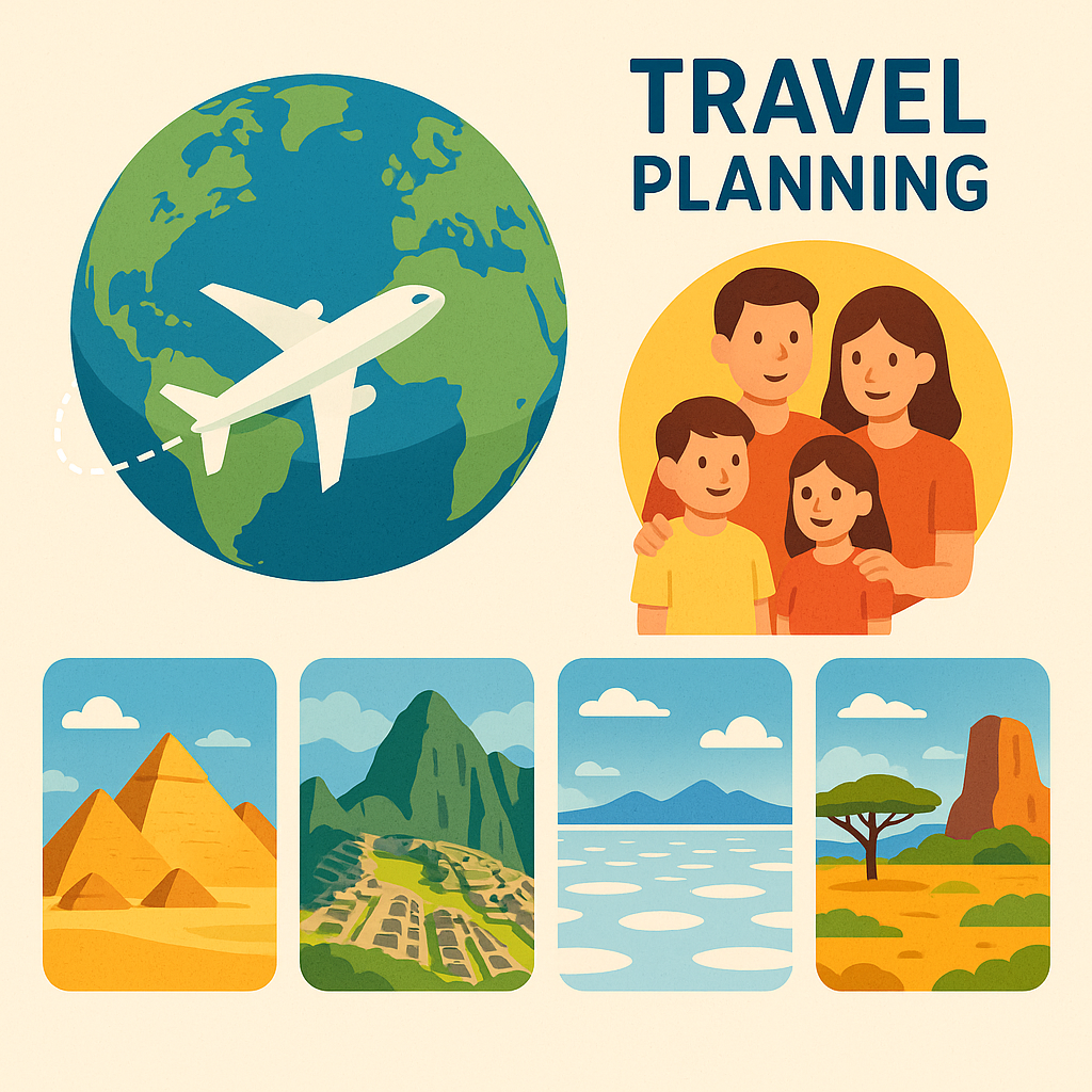 Concept image for family adventure travel planner